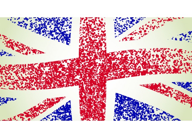 Фотообои Флаг Великобритании, волнистый - гранж